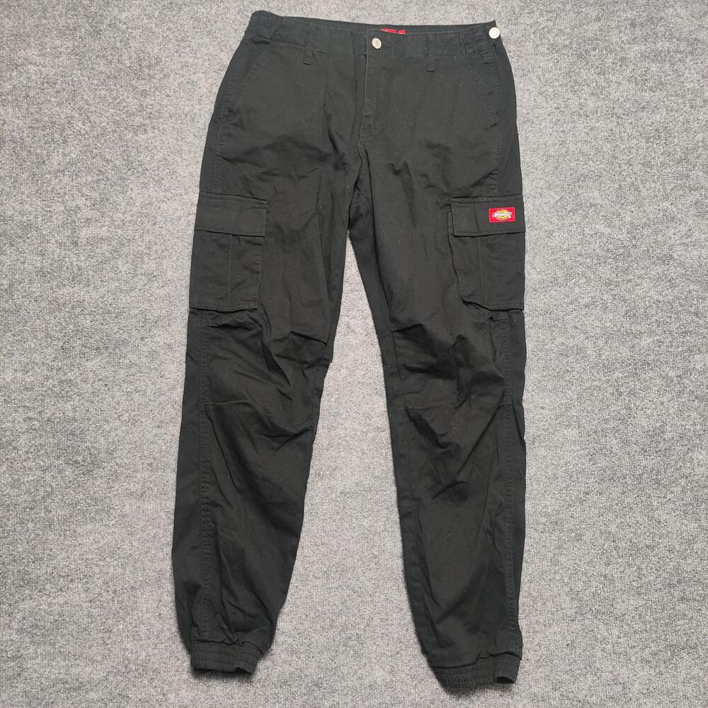 Dickies Cargo Pants Juniors 9/29 Black Twill Cuffed Jogger Workwear Utility